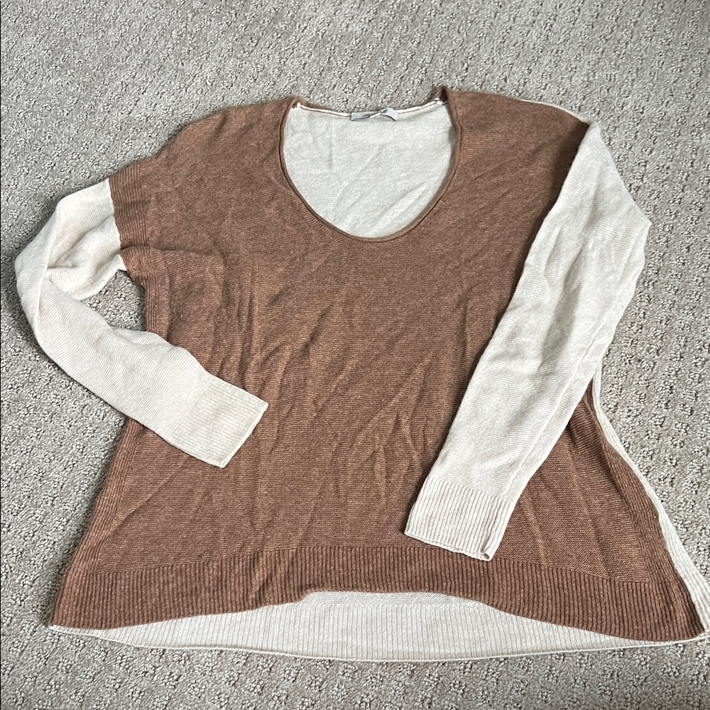 Madewell Brown and Cream Scoop Sweater